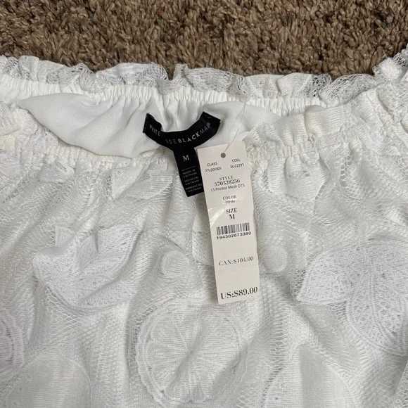 White House Black Market Off-Shoulder White Lace Blouse - Picture 2 of 5